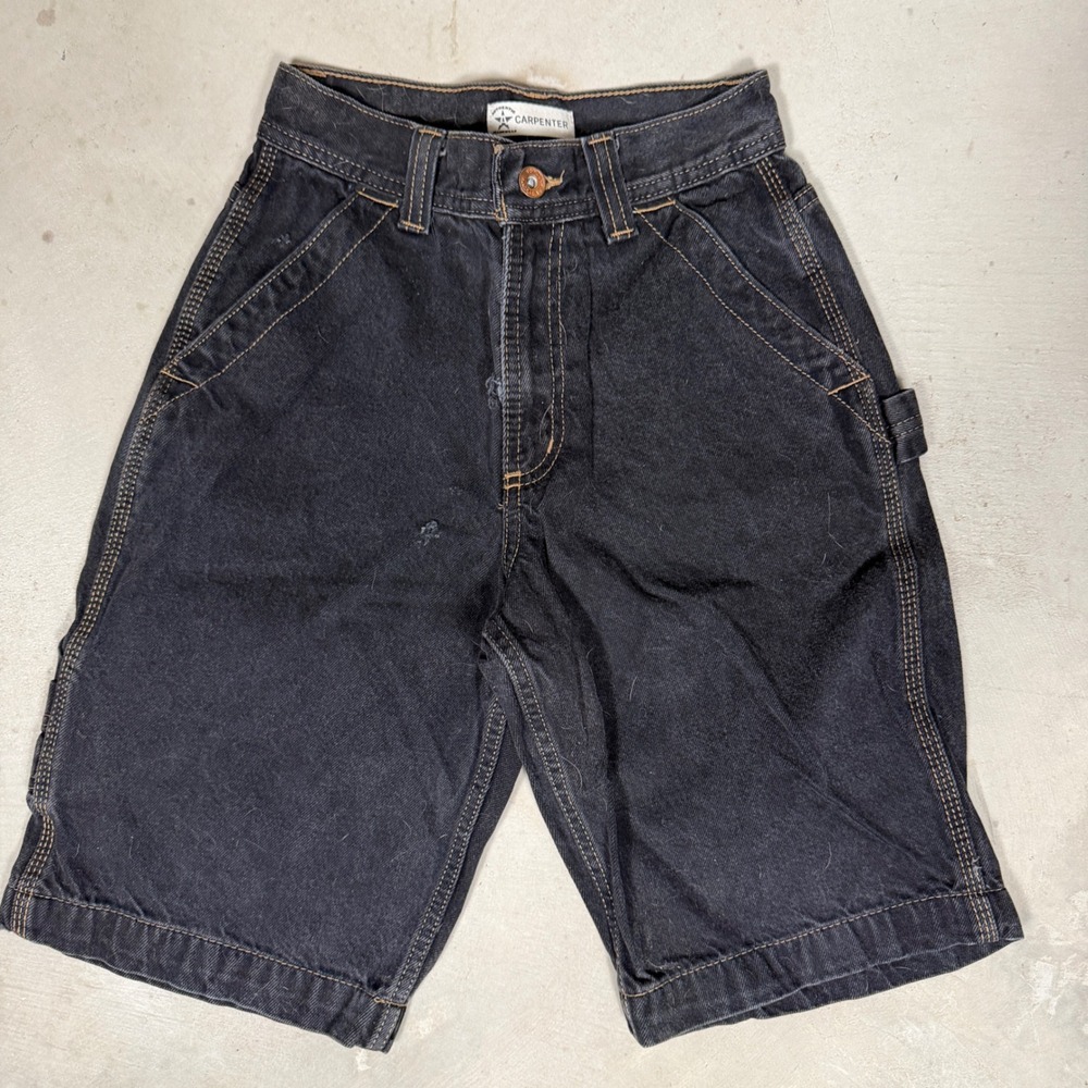 Arizona Jean Black Denim Carpenter Shorts Women 26 Slim Utility Workwear 00012-5